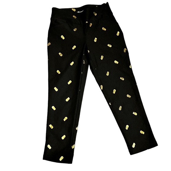 Versona Pull On Pineapple Print Stretch Pants Womens Size 0 Tropical Fruit - Picture 2 of 5